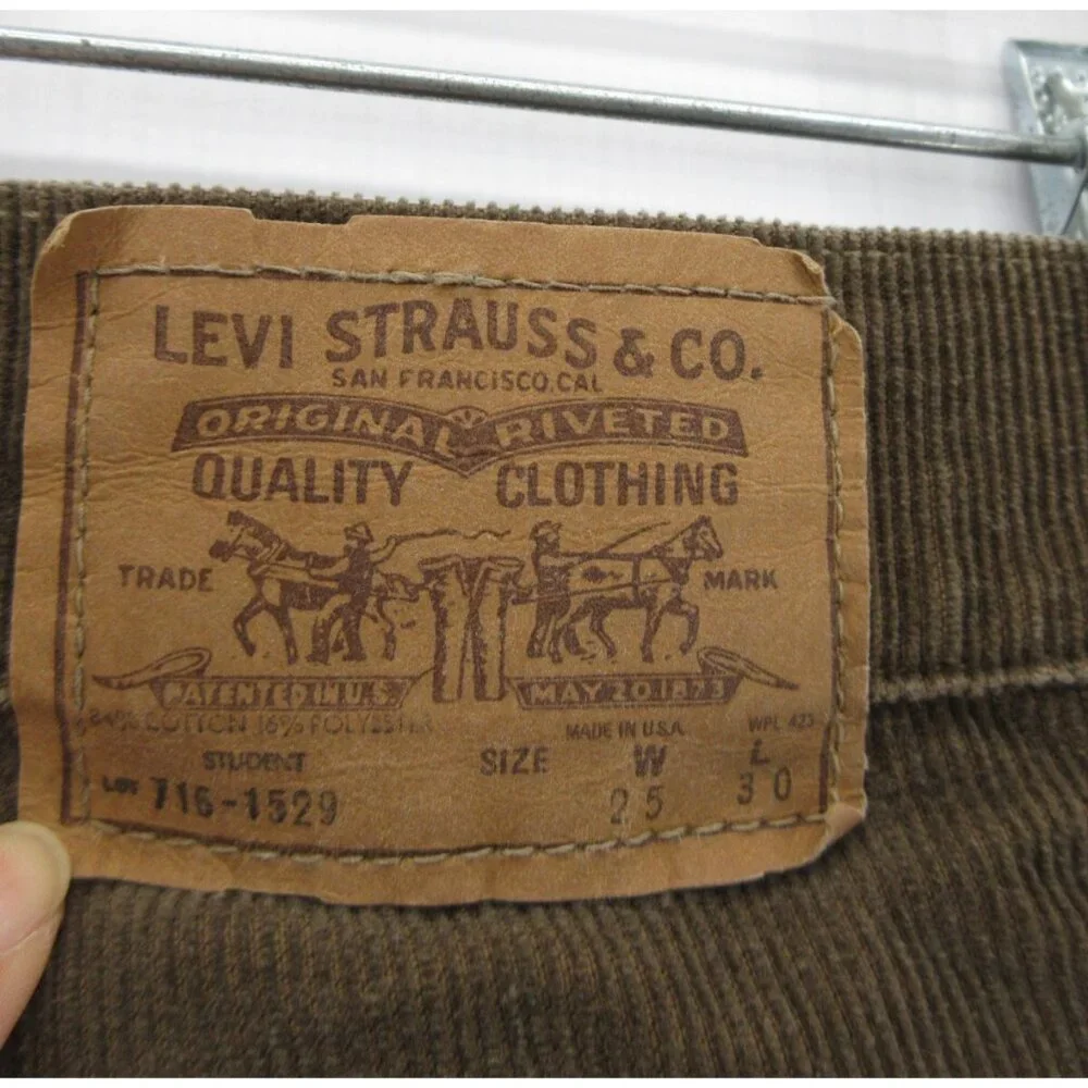 VINTAGE Levis Jeans 25X30 Student 715 1529 Corduroy Pants 80s USA *